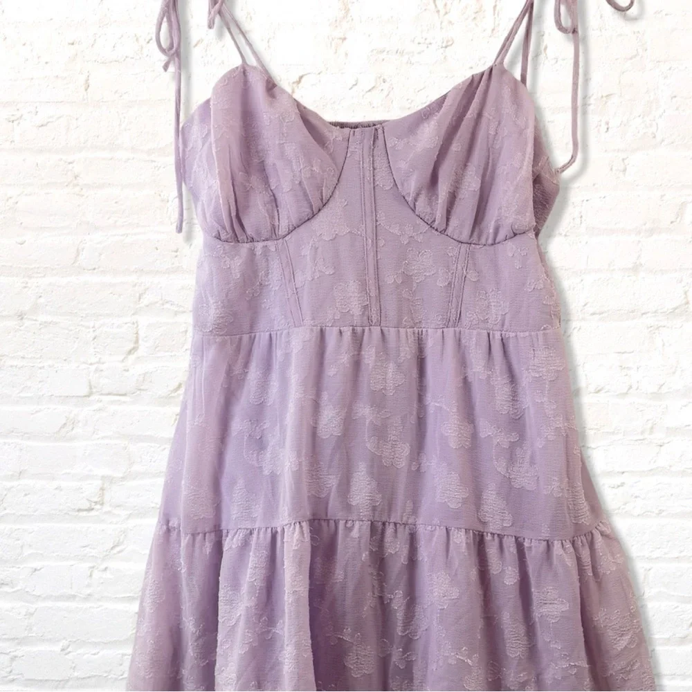 Wild Fable Violet Sleeveless Embossed Lace Floral Fit & Flare Mini Dress Large